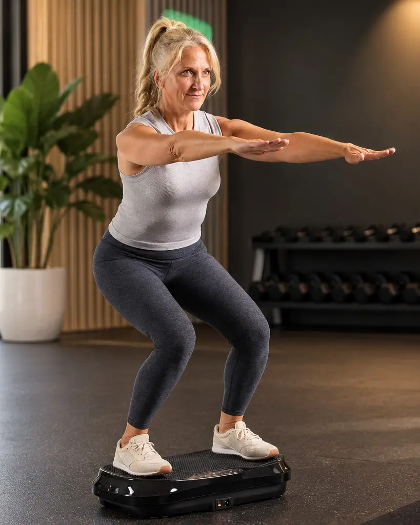 Woman exercising on the vibration plate at Lux Body Space